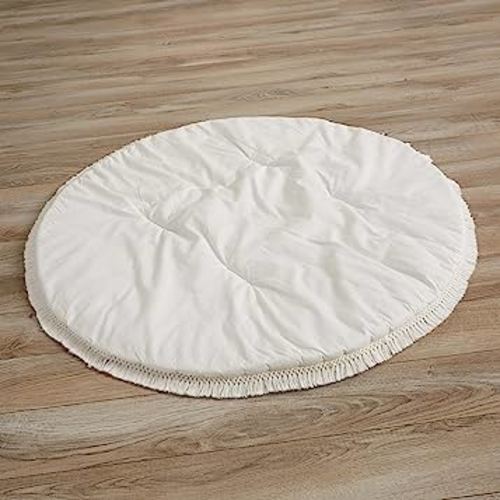 Sweet Jojo Designs Ivory Boho Chic Sun Boy Girl Baby Play Mat Tummy Time Activity Infant Playmat Playpen Tent Teepee Floor Cotton Bohemian Farmhouse Shabby Nature Gender Neutral Beige Tufted Fringe