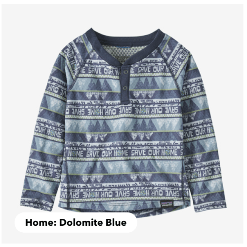 Patagonia Baby Capilene® Midweight Baselayer Henley Shirt (Dolomite Blue)