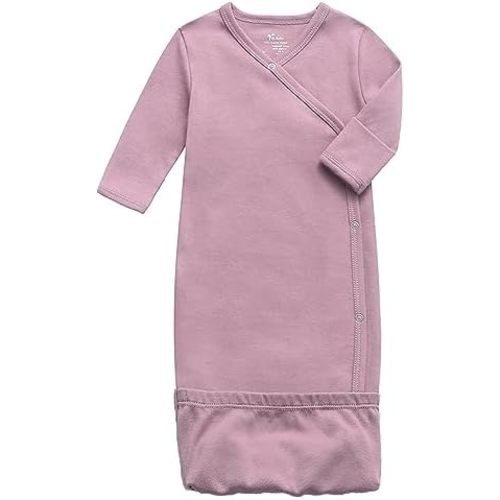 O2 BABY 100% Organic Cotton Kimono Gown with Mittens & Fold-Over Pouch, Unisex Long Sleeve Infant Sleeper Sleeping Bag
