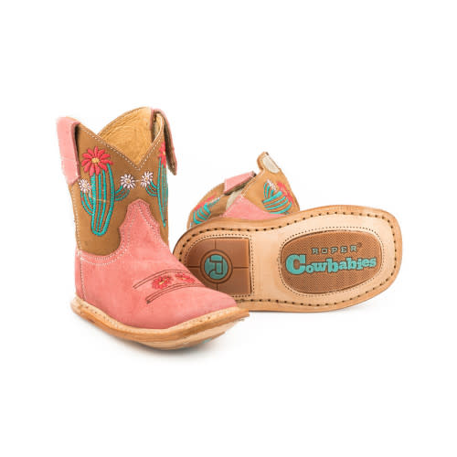 Roper Infant Cowbaby Pink Cactus Round Toe Boot