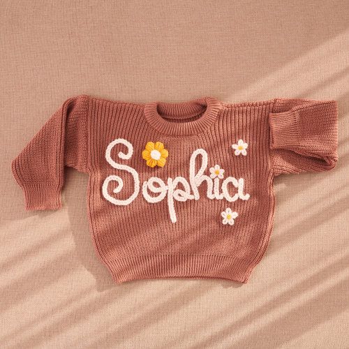 Personalized Baby Name Sweater, Embroidered Children Sweatshirt, Knit Sweater Toddler, Custom Baby Sweater with Name, Customized Baby Gifts