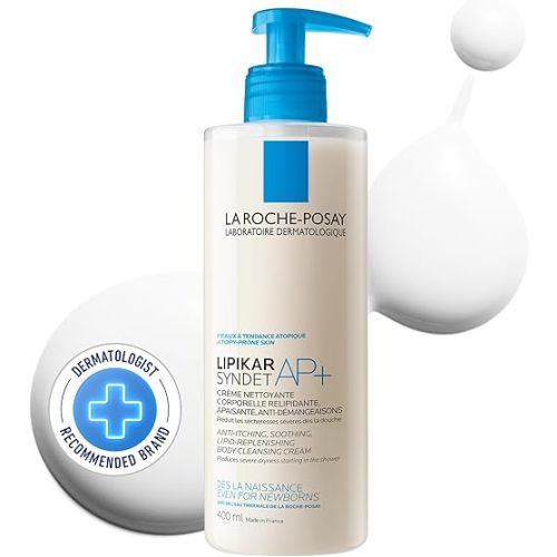 La Roche-Posay Body Wash, Lipikar Syndet AP+ Anti-Itch Body Wash For Eczema-prone Skin with Shea Butter & Niacinamide, Fragrance Free, Suitable for Sensitive Skin, 400ml