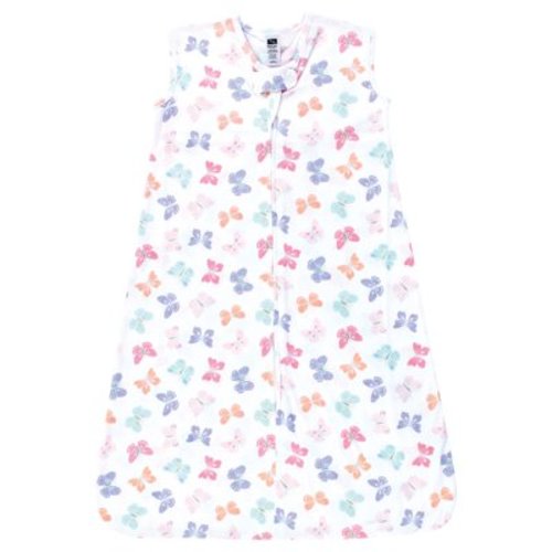 Hudson Baby Infant Girl Cotton Sleeveless Wearable Sleeping Bag, Sack, Blanket, Pastel Butterfly, 0-6 Months