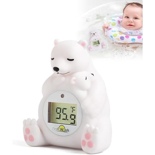 Baby Bath Thermometer for Infants,Cute Polar Bear Digital Bath Thermometer for Baby,Room&Water Temperature Thermometer Baby Toy