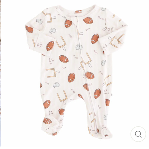 Newborn-Tiny Touchdowns Zipper Footie