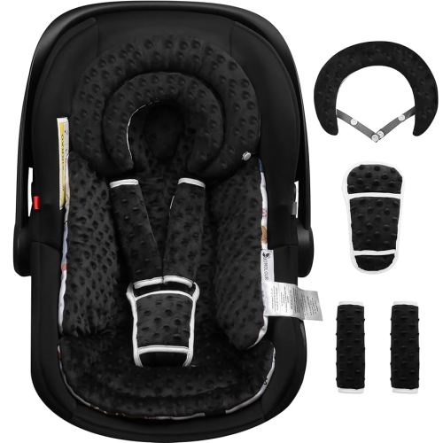 Infant Car Seat Insert with Removable Cushion for Baby Preemie Newborn Infant, Reversible carseat Insert Head Body Support Fits for Stroller, Baby Swing, Rocker, Bouncer, Bassinet - Black