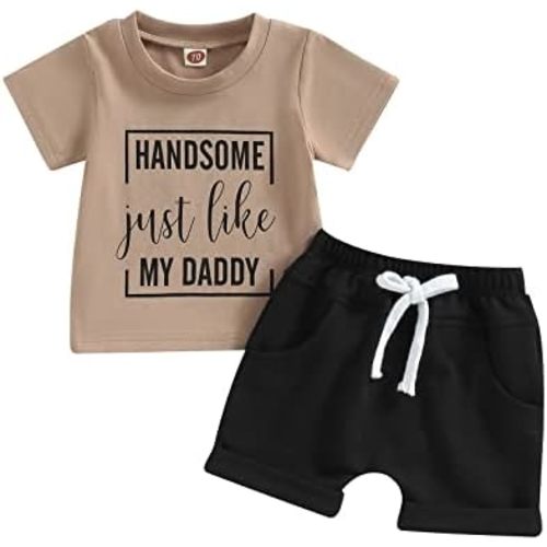 Toddler Baby Boy Summer Clothes Mamas Little Boy Short Sleeve T Shirt Tops Infant Rolled Stretch Shorts Set