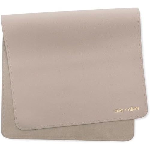 Vegan Leather Baby Changing Mat - Multipurpose Portable Wipeable Diaper Pad - Foldable for Travel (16 x 30 in) (Taupe)