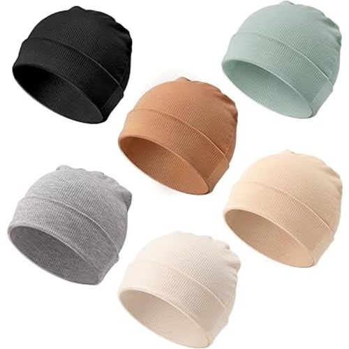 6 Pack Newborn Baby Hat Set for Unisex Infant Newborn Toddler Soft Warm Cap Baby Beanie Hat for Boys Girls 0-24 Months