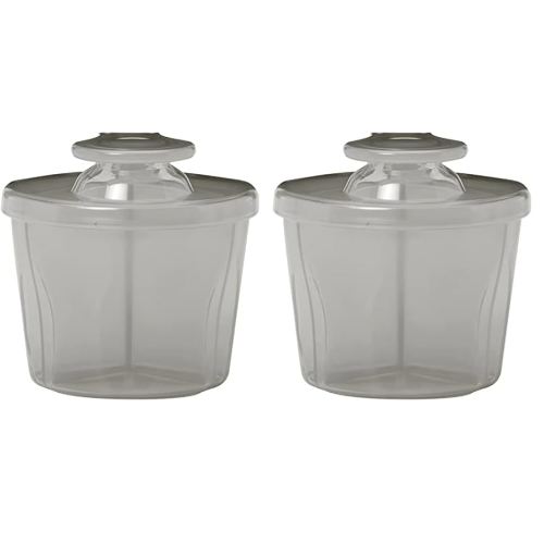 Dr. Brown's Baby Formula Dispenser with Snap-On Lid for On-The-Go Feedings,Milk Powder Dispenser for Traveling with Infant,Gray (Pack of 2)