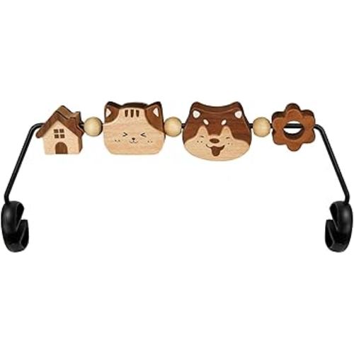 Three-Dimensional Baby Bjorn Bouncer Toy Bar, Toy for Baby Bouncer Soft & Bliss, Easy to Attach and Remove, 360°Rotating Natural Wooden Toys, Double-Sided Raised Design, Dog & Cat