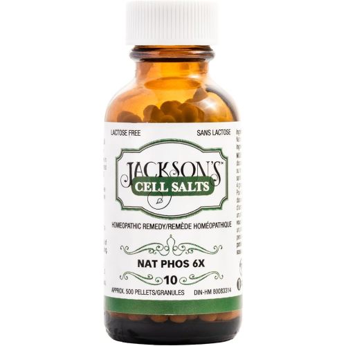 Jackson's Cell Salt #10 NAT phos 6X (500 Pellet Bottle) – Certified Vegan, Lactose-Free Natrum phosphoricum 6X