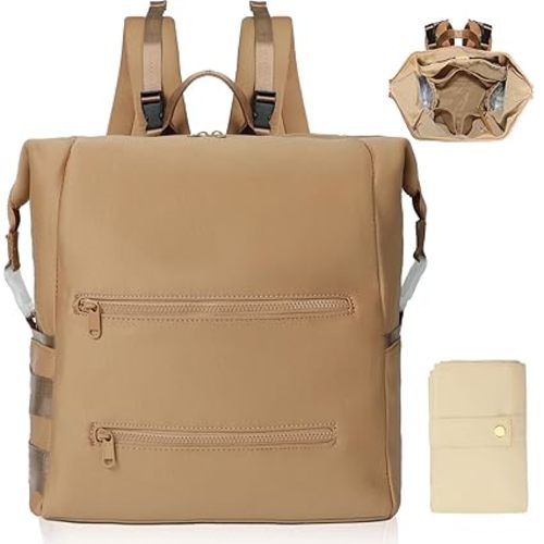 Omanmoli Diaper Bag Backpack, Large Neoprene Baby Bag for Boys Girls | 15 Diaper Bag Organizer,2 Insulated Pockets,Laptop Padded Sleeve,Convertible Back Pocket,Changing Pad,Stroller Straps