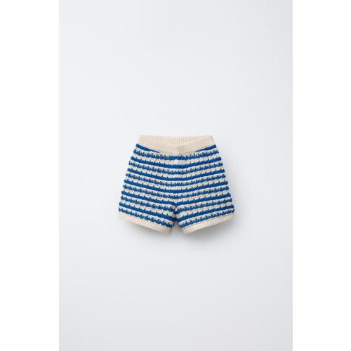 STRIPED KNIT SHORTS - Electric blue | ZARA United States