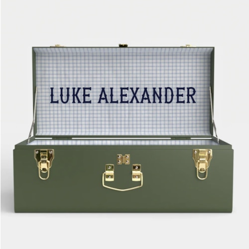 Petite Trunk - Green - Picnic in Blue / Embroidery