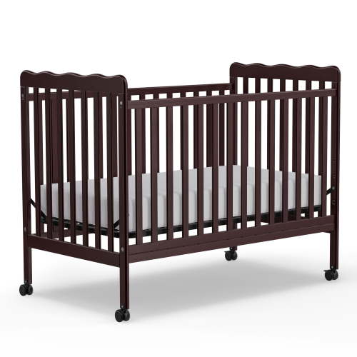 Saylike Baby Crib, 3-in-1 Convertible Crib Wood Full Size Toddler Bed with Locking Wheels for Nursery Furniture, Non-Toxic Finish