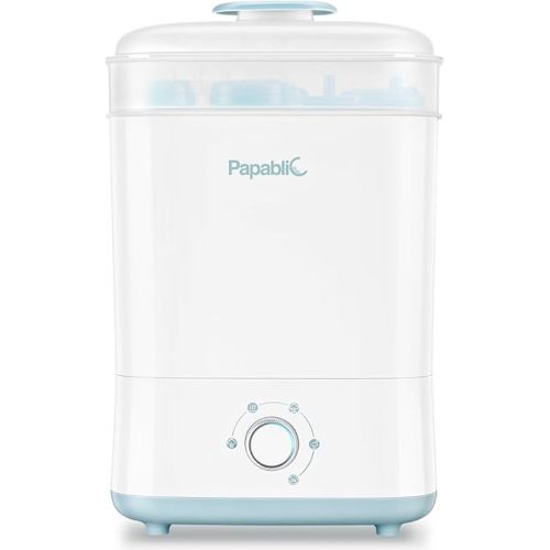 Papablic Baby Bottle Sterilizer and Dryer with Premium CeraCare™ Ceramic Coating, Electric Steam Sanitizer for Baby Bottles & Essentials, Large Capacity Holds 10 Bottles, Easy to Clean