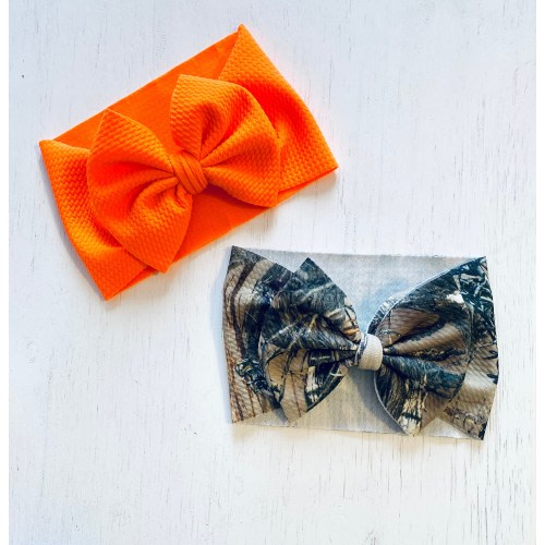 Hunting Bow Bundle: Nylon headband, Headwrap, Piggies or Clip Hair Bow