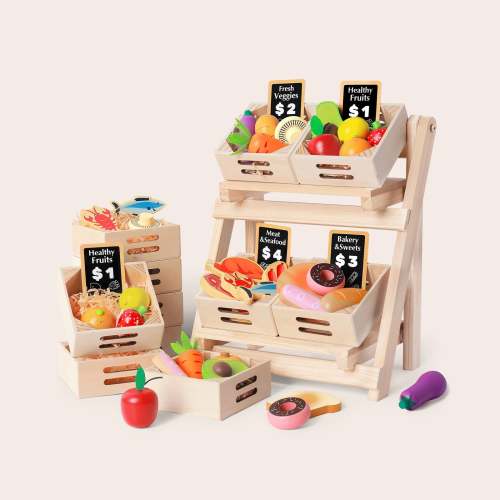 Tiny Land® Wooden Play Food For Kitchen with  NO rack