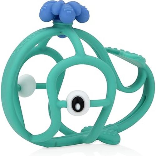 Nuby Chewy Chums All Silicone Soothing Teether, Whale - 3M+