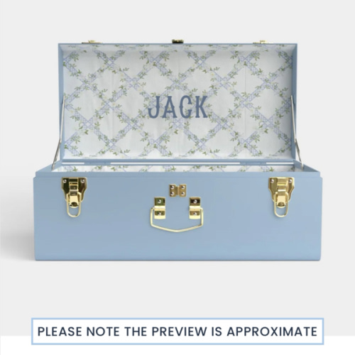 Petite Trunk - Light Blue - Timeless Trellis / Embroidery