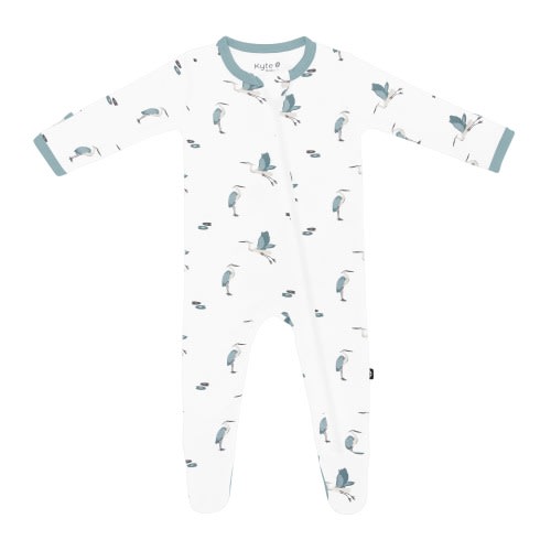 Zippered Footie in Blue Heron