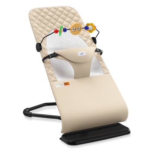Bouncer Seat for Babies 0-12 Months, Baby Bouncer forBreathable and Comfortable Cushion, Three HeightAdjustments, Baby Rocker Portable Folding andDetachable, Ergonomic Baby Seat