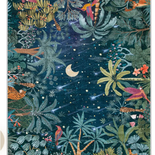 Jovence Washable Jungle Midnight Blue Area Rug