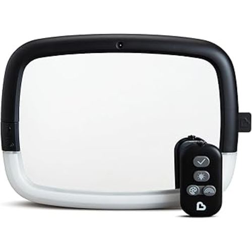 Munchkin Baby Car Mirror for Rear Facing Car Seats, Night Light LED Pivot 360 Baby in-Sight Adjustable Auto Mirror, Black