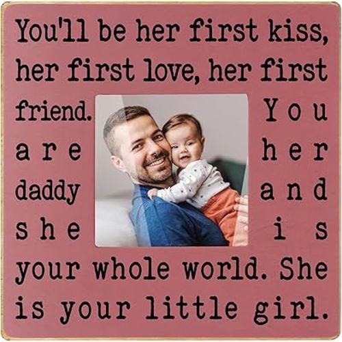THYGIFTREE New Dad Gifts for Men, First Time Dad Gifts for New Dad, Best Gifts for New Dad, First Fathers Day Frame Gifts, New Dad and Daughter Pink Picture Frame