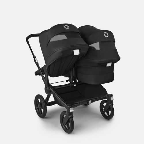 Bugaboo Donkey 5 Duo double stroller Midnight black sun canopy, midnight black fabrics, black chassis | Bugaboo