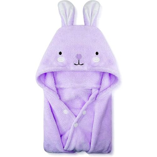 ROMASA Toddler Hooded Bath Towel Ultra Soft Towel Highly Absorbent Bathrobe Blanket for Boys Girls- 27.5" x 55" (Purple)