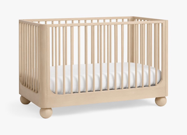 Emery Natural Oak Wood Convertible Baby Crib with Toddler Bed Rail