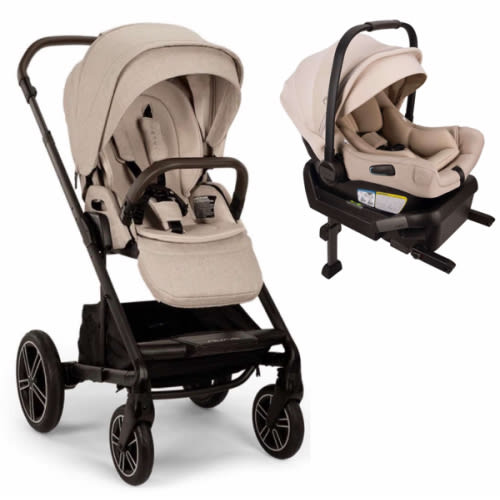Nuna Mixx Stroller, Pipa Aire Infant Car Seat - Biscotti
