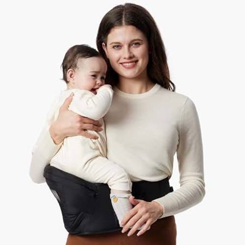 Amazon.com: Momcozy Hip Seat Carrier for Babies up to 45lbs - Adjustable Waistband | Widen Seat for Newborns to Toddlers, Widen Belt for Better Back Support, with Pockets, Portable & Easy to Use, Black, Regular
