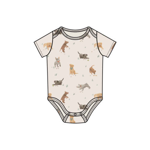 Angel Dear Watercolor Puppies S/S Bodysuit