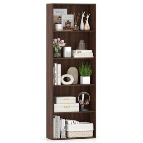 Costway 5-Shelf Storage Bookcase Modern Multi-Functional Display Cabinet Furniture Black/White/Walnut