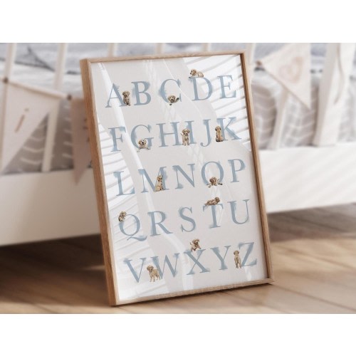 Golden Retriever alphabet poster. Puppy ABC poster. Golden Retriever alphabet print. Educational poster nursery decor. Digital Download GR01