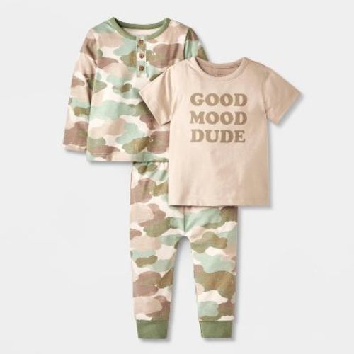 Baby Boys' Checkered 3pc Top & Bottom Set - Cat & Jack™ Rust 24M