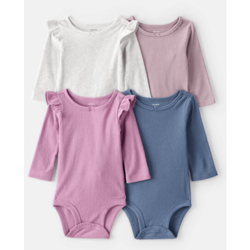 Baby Girl 4-Pack Long-Sleeve Multipack Bodysuits | Carter's