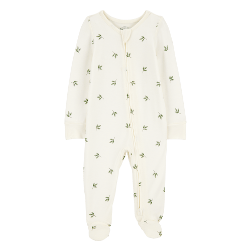 Baby Leaf Print Zip-Up PurelySoft Sleep & Play Pajamas - Carter's | Carter's