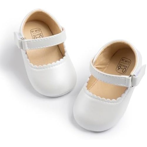 Baby Girl Mary Jane Dress Shoes - Infant Newborn Flats Anti-Slip Soft PU Leather Party School Wedding Princess Baby Girl Shoes