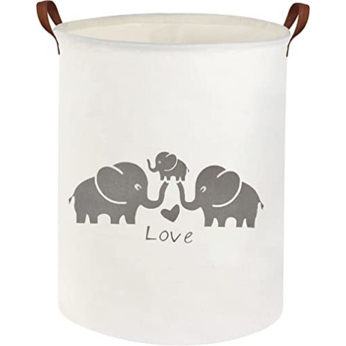 HIYAGON Baby Laundry Basket Cute Elephant Hamper Baby Hamper for Nursery Boy and Girl Kids Toy Storage Basket Bin Organizer Elephant Room Decor(Love elephant)