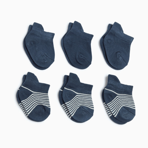 Tiny Kind Bamboo 6-Pack Socks - Indigo, 0-3 M