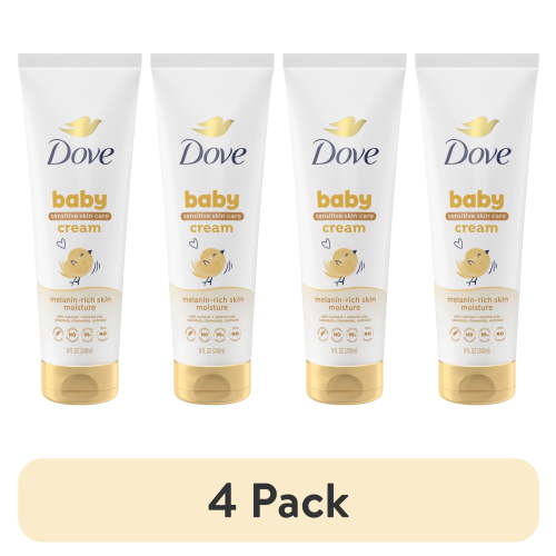 (4 pack) Baby Dove Sensitive Baby Cream Baby Skin Care Melanin-Rich Skin Nourishment Hypoallergenic and Non-Greasy, 8 Fl oz