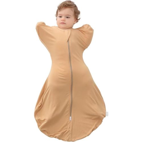 Baby Transition Swaddle Baby Arms up Swaddle with 2-Way Zipper Baby Sleep Sack 0.5 TOG Orange Small 0-3 Months