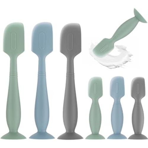 6Pack Baby Diaper Cream Spatula,Soft Silicone Diaper Cream Applicator,Butt Paste Spatula Diaper Cream Brush for Newborn Baby, 3xLarge Size 3xSmall Size(Green/Gray/Blue)
