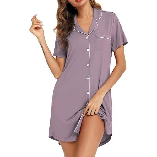Leikar Maternity Nightgown For Women Nursing Pajamas Long Sleeve Sleepshirt