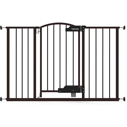Ingenuity Easy Open Baby Gate & Dog Gate, Hands-Free Open Patent-Pending Foot Pedal, 27.5"-52" Wide, 28" Tall, Hardware or Pressure Mounted, Install in Doorway, Bottom of Stairs, or Wall - Espresso
