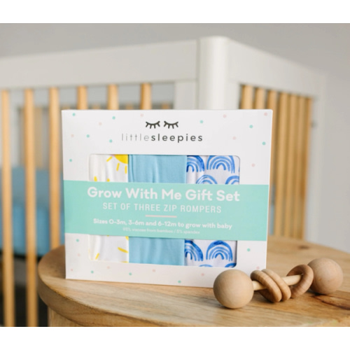 Blue Rainbows, Sky Blue & Sunshine Zippy Grow With Me Gift Box - Little Sleepies